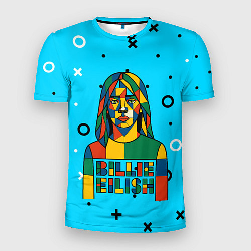 Мужская спорт-футболка Билли Айлиш из разноцветной мозаики / 3D-принт – фото 1