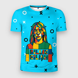 Мужская спорт-футболка Билли Айлиш из разноцветной мозаики