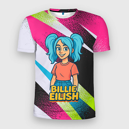 Мужская спорт-футболка Билли Айлиш в стиле мультфильма / 3D-принт – фото 1