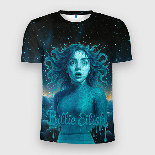 Мужская спорт-футболка Билли Айлиш из волн / 3D-принт – фото 1