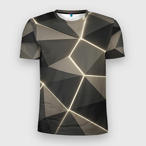 Мужская спорт-футболка Серая объемная текстура с гранями / 3D-принт – фото 1