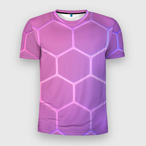 Мужская спорт-футболка Розовые неоновые соты / 3D-принт – фото 1