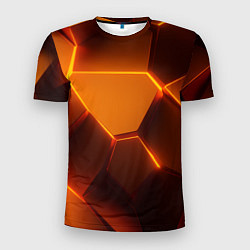 Футболка спортивная мужская Оранжевые объемные пластины, цвет: 3D-принт