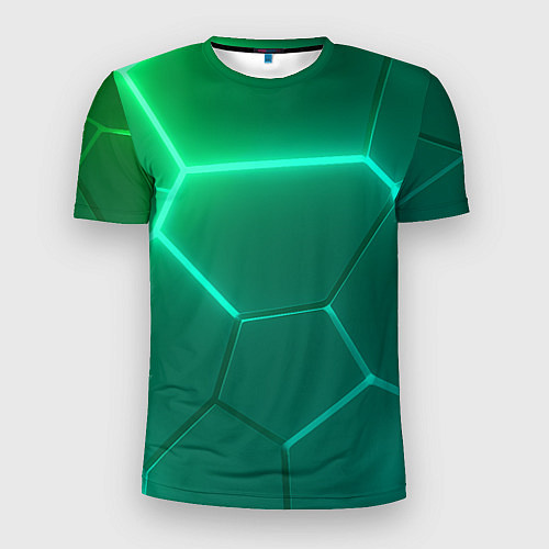 Мужская спорт-футболка Зеленые неоновые плитки / 3D-принт – фото 1