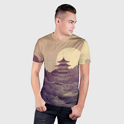 Футболка спортивная мужская Ретро иллюстрация Японского храма, цвет: 3D-принт — фото 2