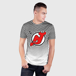 Футболка спортивная мужская Нью Джерси Девилз - геометрический градиент, цвет: 3D-принт — фото 2