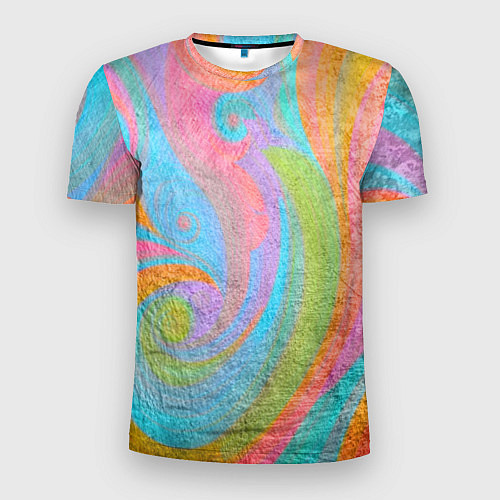 Мужская спорт-футболка Абстракция - multicolored curves / 3D-принт – фото 1