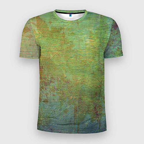 Мужская спорт-футболка Абстракция - green oil stain / 3D-принт – фото 1