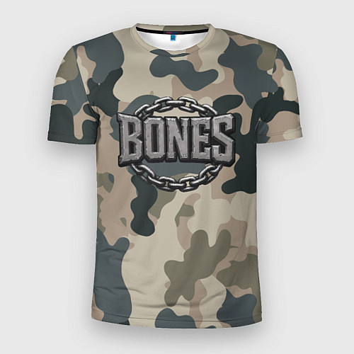 Мужская спорт-футболка Bones логотип на камуфляже / 3D-принт – фото 1