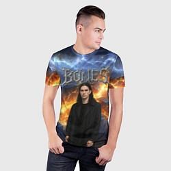 Футболка спортивная мужская Bones на фоне разломных плит, цвет: 3D-принт — фото 2