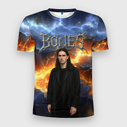 Футболка спортивная мужская Bones на фоне разломных плит, цвет: 3D-принт