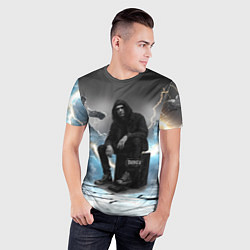 Футболка спортивная мужская Bones на фоне молний, цвет: 3D-принт — фото 2