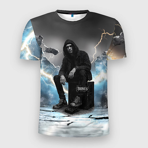 Мужская спорт-футболка Bones на фоне молний / 3D-принт – фото 1