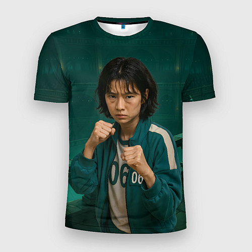 Мужская спорт-футболка Игра в кальмара - игрок 067 в стойке бойца / 3D-принт – фото 1