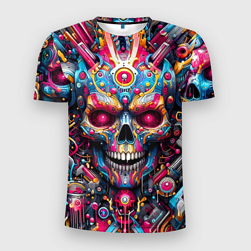 Мужская спорт-футболка Art cyber skull - ai art fantasy / 3D-принт – фото 1