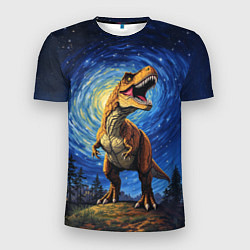 Футболка спортивная мужская Тираннозавр Рекс - звездная ночь, цвет: 3D-принт