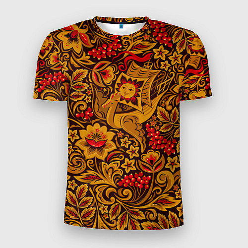 Мужская спорт-футболка Летучий корабль в стиле хохломской росписи / 3D-принт – фото 1