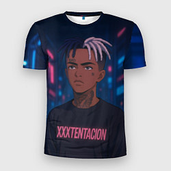 Мужская спорт-футболка XXXTentacion - Неоновый аниме арт