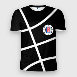 Футболка спортивная мужская Клипперс - текстура черного мяча, цвет: 3D-принт