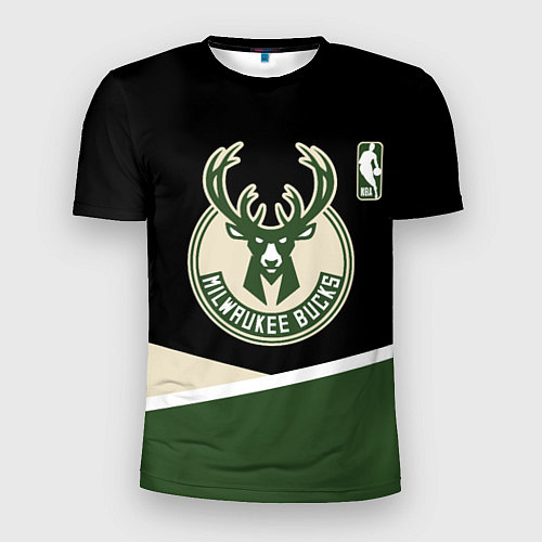 Мужская спорт-футболка Милуоки Бакс - линии / 3D-принт – фото 1