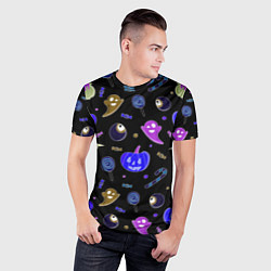 Футболка спортивная мужская Halloween blue black pumpkin, цвет: 3D-принт — фото 2
