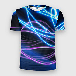 Футболка спортивная мужская Неоновая абстракция на темном, цвет: 3D-принт