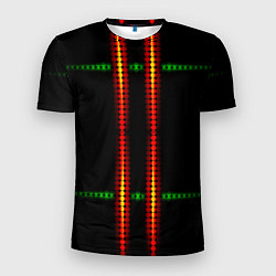 Футболка спортивная мужская Neon black green circles, цвет: 3D-принт