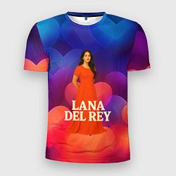 Мужская спорт-футболка Lana Del Rey на фоне сердечек