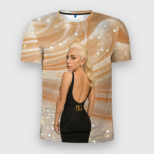 Мужская спорт-футболка Леди Гага в черном платье / 3D-принт – фото 1