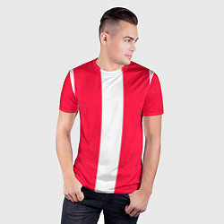 Футболка спортивная мужская Color red white line, цвет: 3D-принт — фото 2