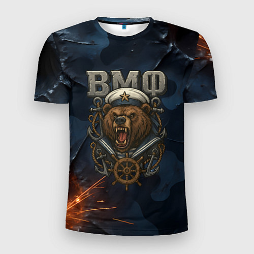 Мужская спорт-футболка ВМФ агрессивный медведь / 3D-принт – фото 1
