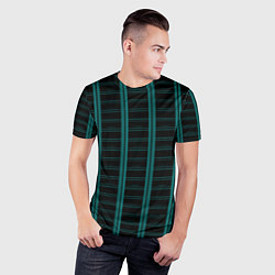Футболка спортивная мужская Color blue dark stripe, цвет: 3D-принт — фото 2