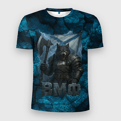 Мужская спорт-футболка Волк с флагом ВМФ / 3D-принт – фото 1