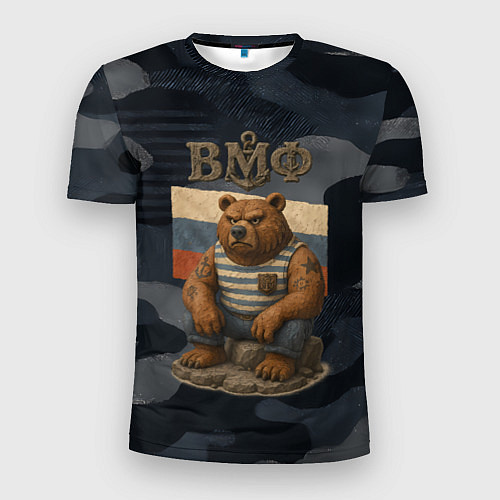 Мужская спорт-футболка ВМФ русский медведь / 3D-принт – фото 1