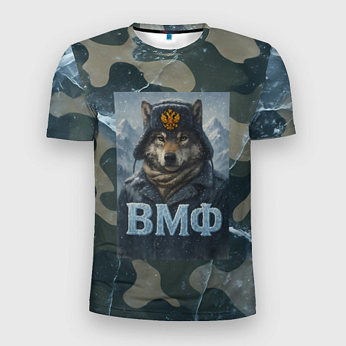 Мужская спорт-футболка Волк в ушанке - ВМФ / 3D-принт – фото 1