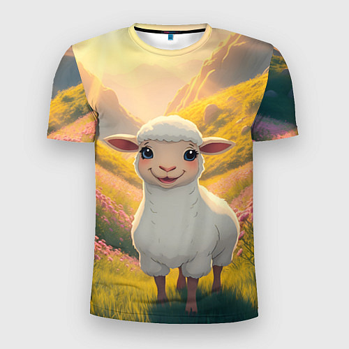 Мужская спорт-футболка Забавный ягнёнок / 3D-принт – фото 1
