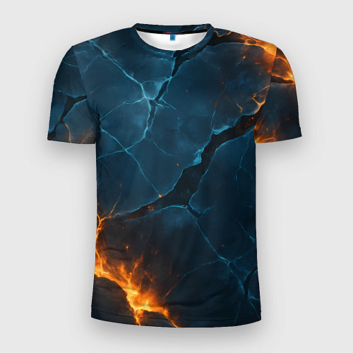 Мужская спорт-футболка Разлом плит с огнем / 3D-принт – фото 1