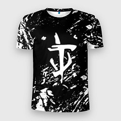 Мужская спорт-футболка Doom белые краски штрихи