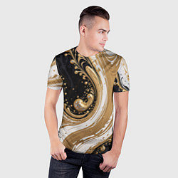 Футболка спортивная мужская Черный агат и жидкое золото, цвет: 3D-принт — фото 2