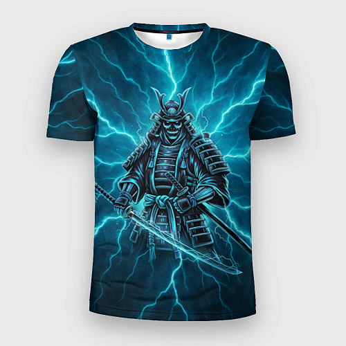 Мужская спорт-футболка Демонический электросамурай / 3D-принт – фото 1