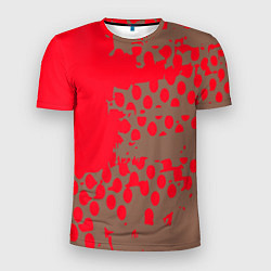 Футболка спортивная мужская Абстрактные алые пятна на цвете какао, цвет: 3D-принт