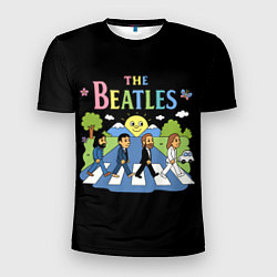 Мужская спорт-футболка The Beatles, мультяшный стиль