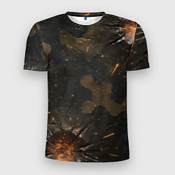 Футболка спортивная мужская Камуфляж со следами от пуль, цвет: 3D-принт