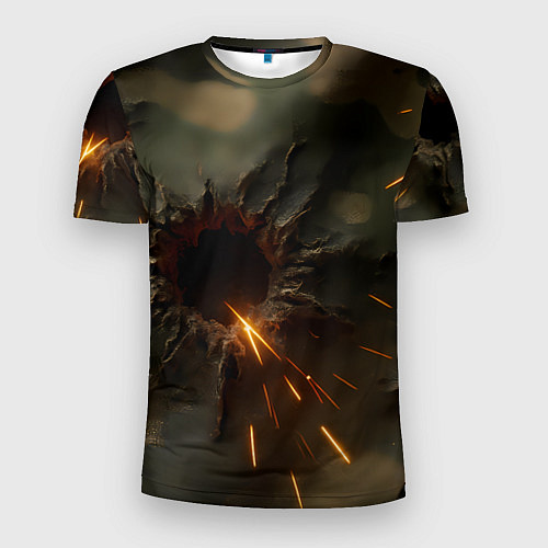 Мужская спорт-футболка Следы от пуль на камуфляже / 3D-принт – фото 1