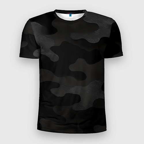 Мужская спорт-футболка Черно-серая текстура камуфляжа / 3D-принт – фото 1