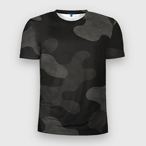 Мужская спорт-футболка Черно-серый камуфляж / 3D-принт – фото 1