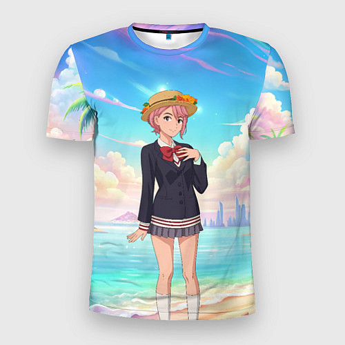 Мужская спорт-футболка Дандадан Сиратори Айра на берегу моря / 3D-принт – фото 1