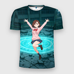 Мужская спорт-футболка Радостная Сиратори Айра в прыжке