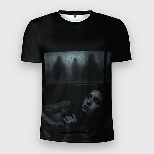 Мужская спорт-футболка Испуганная девушка прячется в машине ужасы триллер / 3D-принт – фото 1