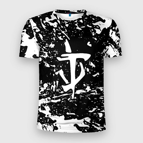 Мужская спорт-футболка Doom краски белые штрихи / 3D-принт – фото 1
